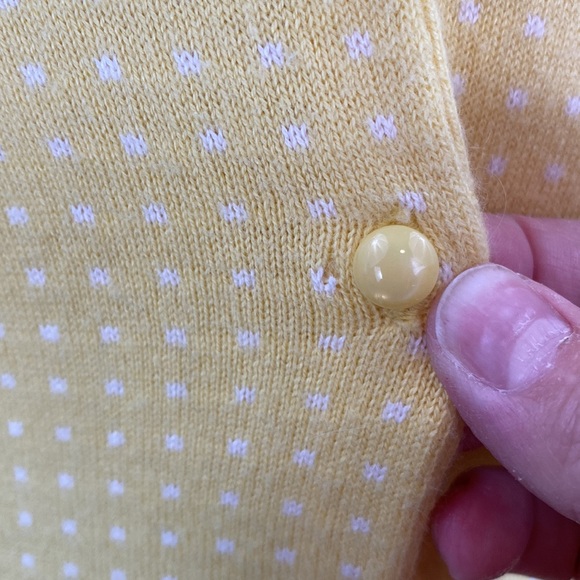 Banana Republic Factory Lemon Yellow Polka Dot Angora Hair Knit Cardigan - Picture 5 of 15